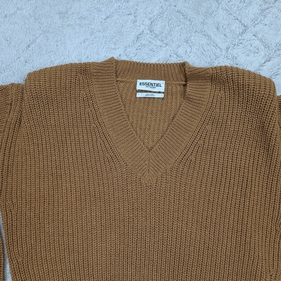 Essentiel Antwerp Sweater Womens L Brown Camel Almenara Wool Blend Knit - Picture 2 of 9